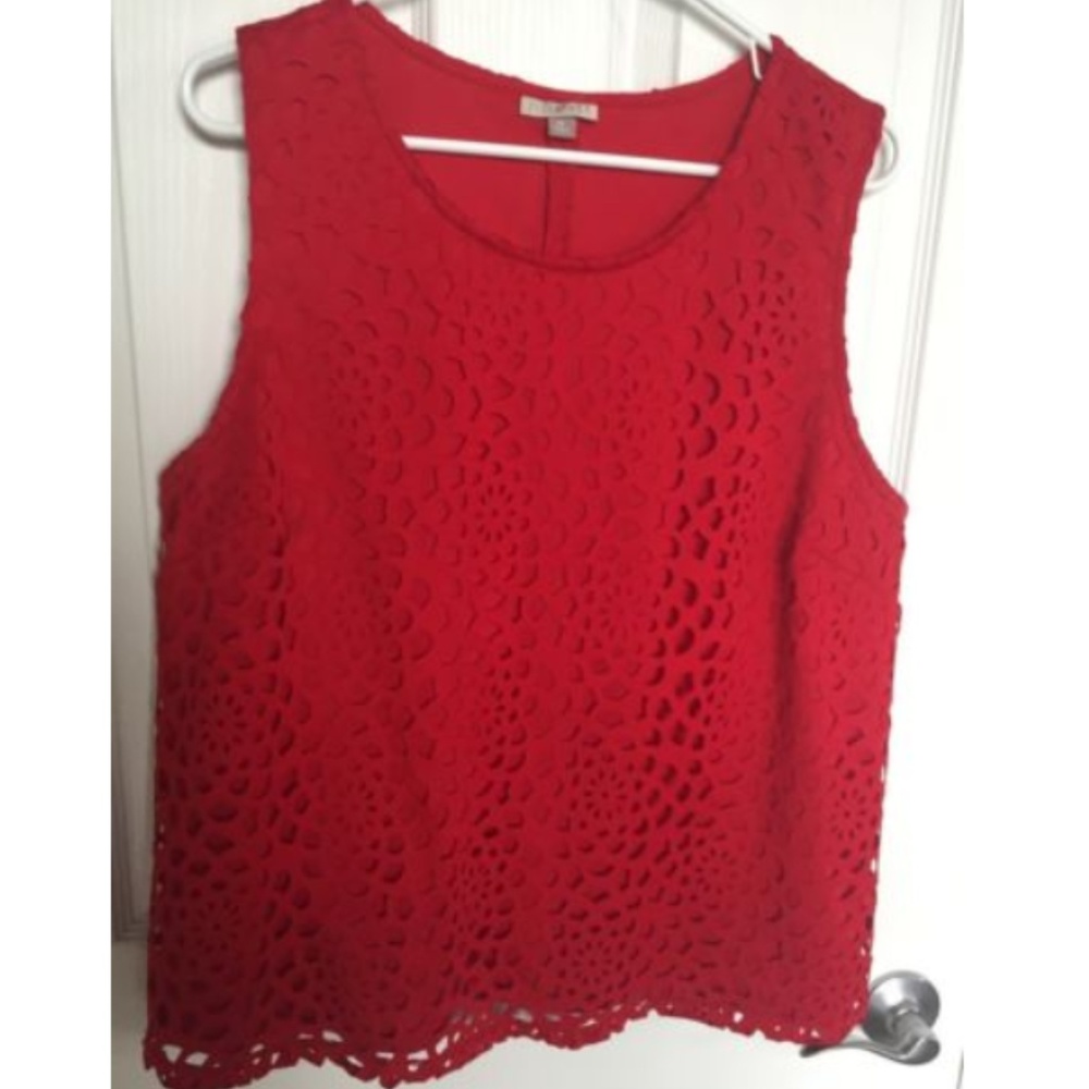 Roz & Ali XL Red Cutout Overlay Tank